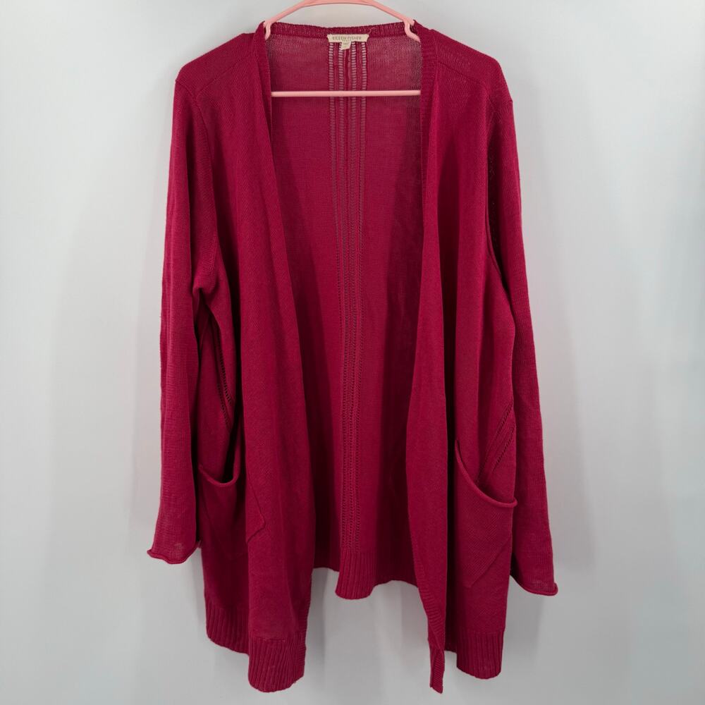 Eileen Fisher Cardigan Women's 1X NEW 100% linen knit cascade plus curvy NWOT - Picture 15 of 15